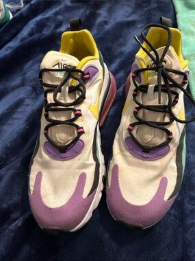 Nike Women’s Sneakers - White, Purple, Yellow, Black Accents